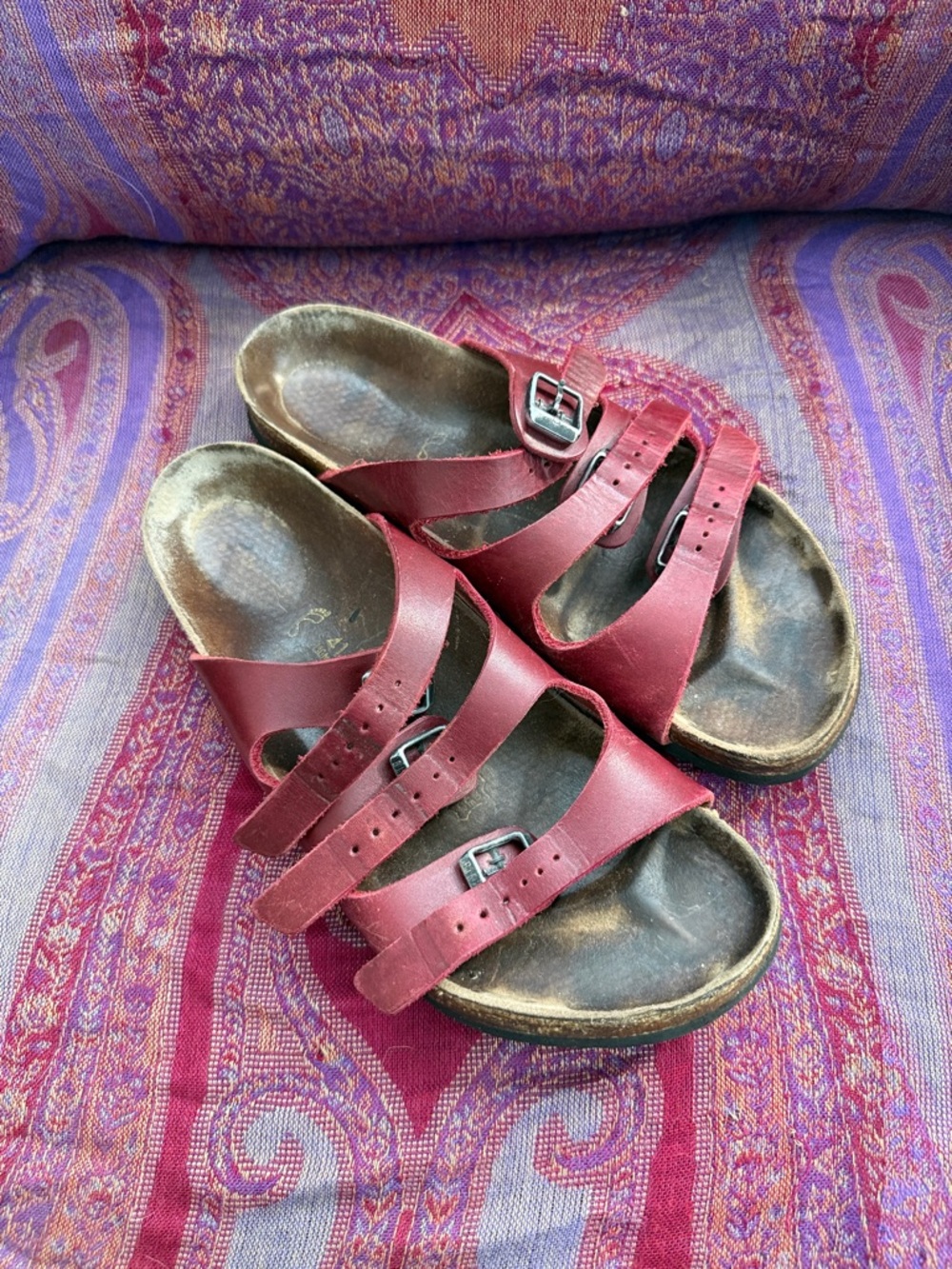 Red Leather Florida Birkenstock sandals
